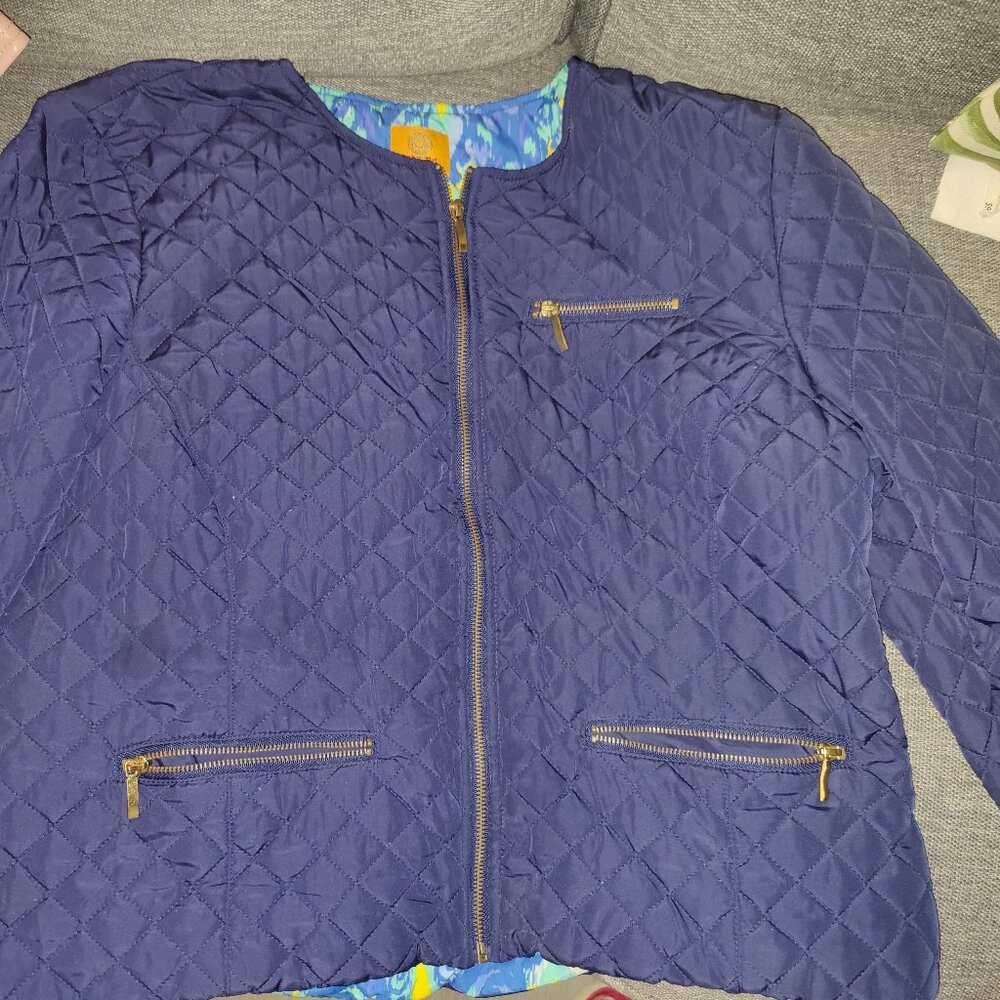 Ruby Rd Quilted Navy Blue coat - Picture 2 of 3